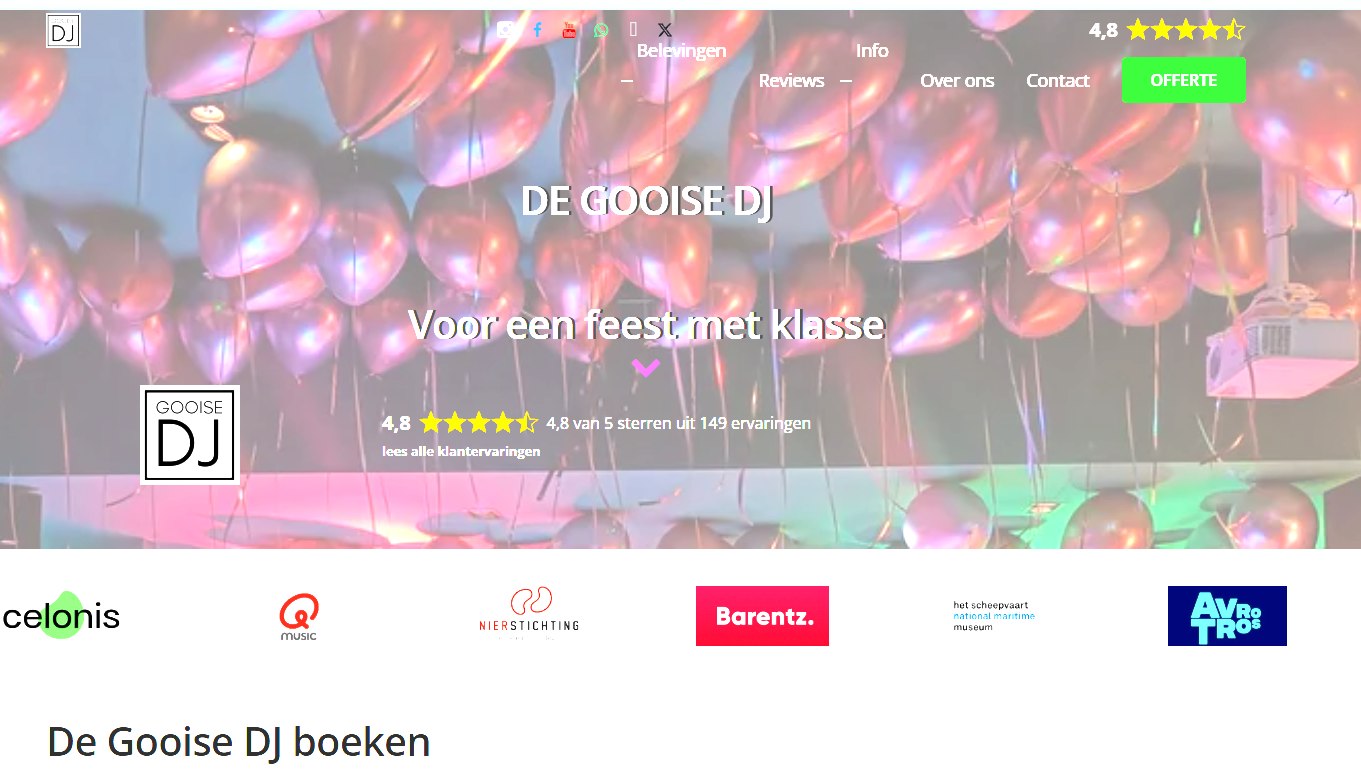 Gooise DJ: website door Sales Architects