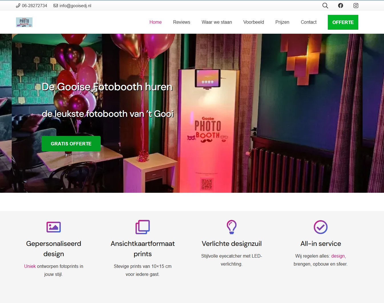 Gooise Fotobooth: website door Sales Architects