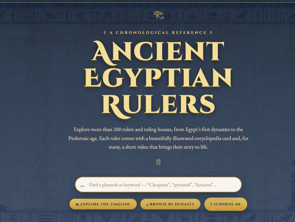 Pharaoh Archive — chronological reference of ancient Egyptian rulers